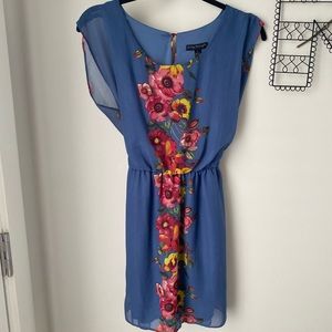 City Triangle Floral Dress Blue & Pink & Yellow S